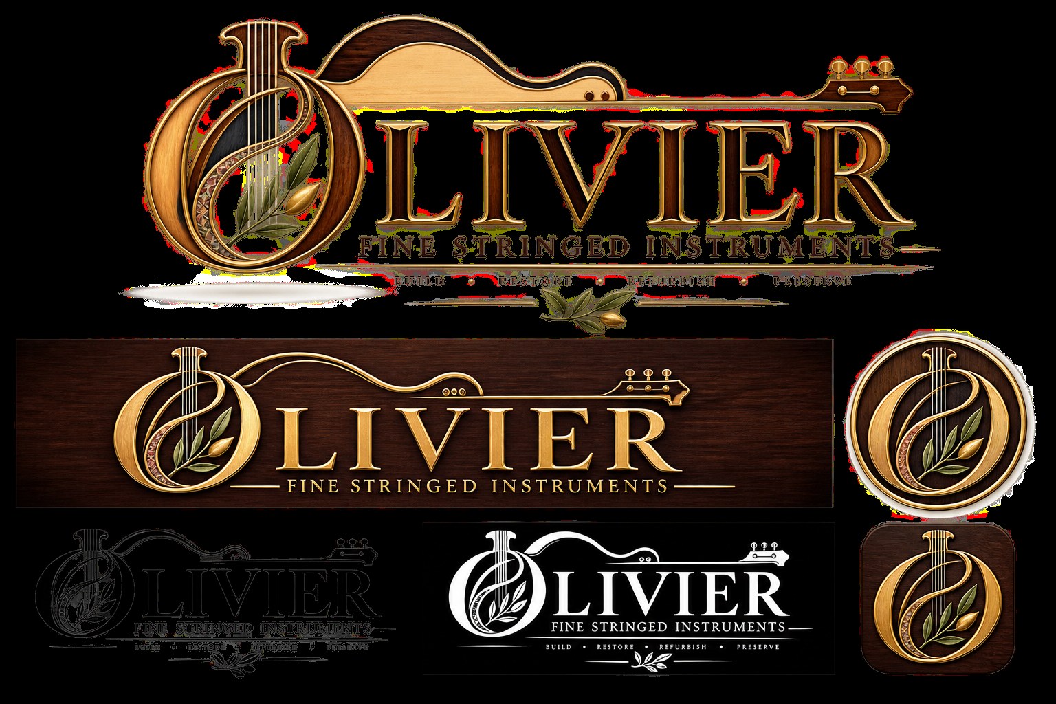 Olivier Fine Stringed Instruments brand identity studies